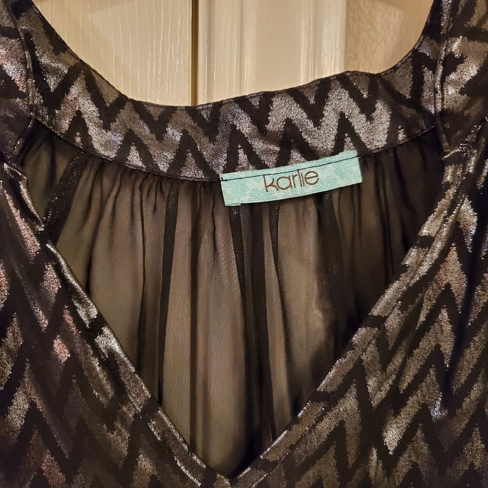 EUC Cool Gunmetal Metallic Blouse - Picture 2 of 8